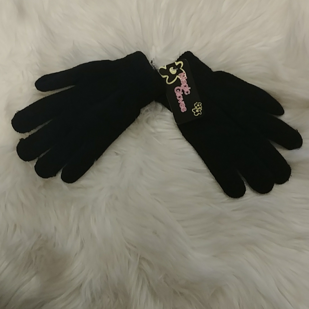 Kids- Black Stretchy Magic Gloves